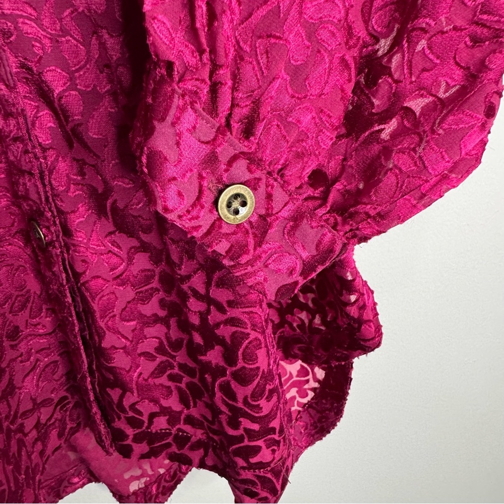 NWT Anthropologie Susanna Berry‎ Velvet Burnout Floral Vampy Button Up Blouse S - Picture 9 of 10